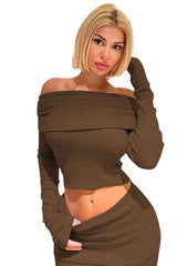 Off-Shoulder Crop Sweater & Long Skirt image 0