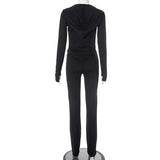 Plain Zipper Hooded Jacket Pant Sets image 4