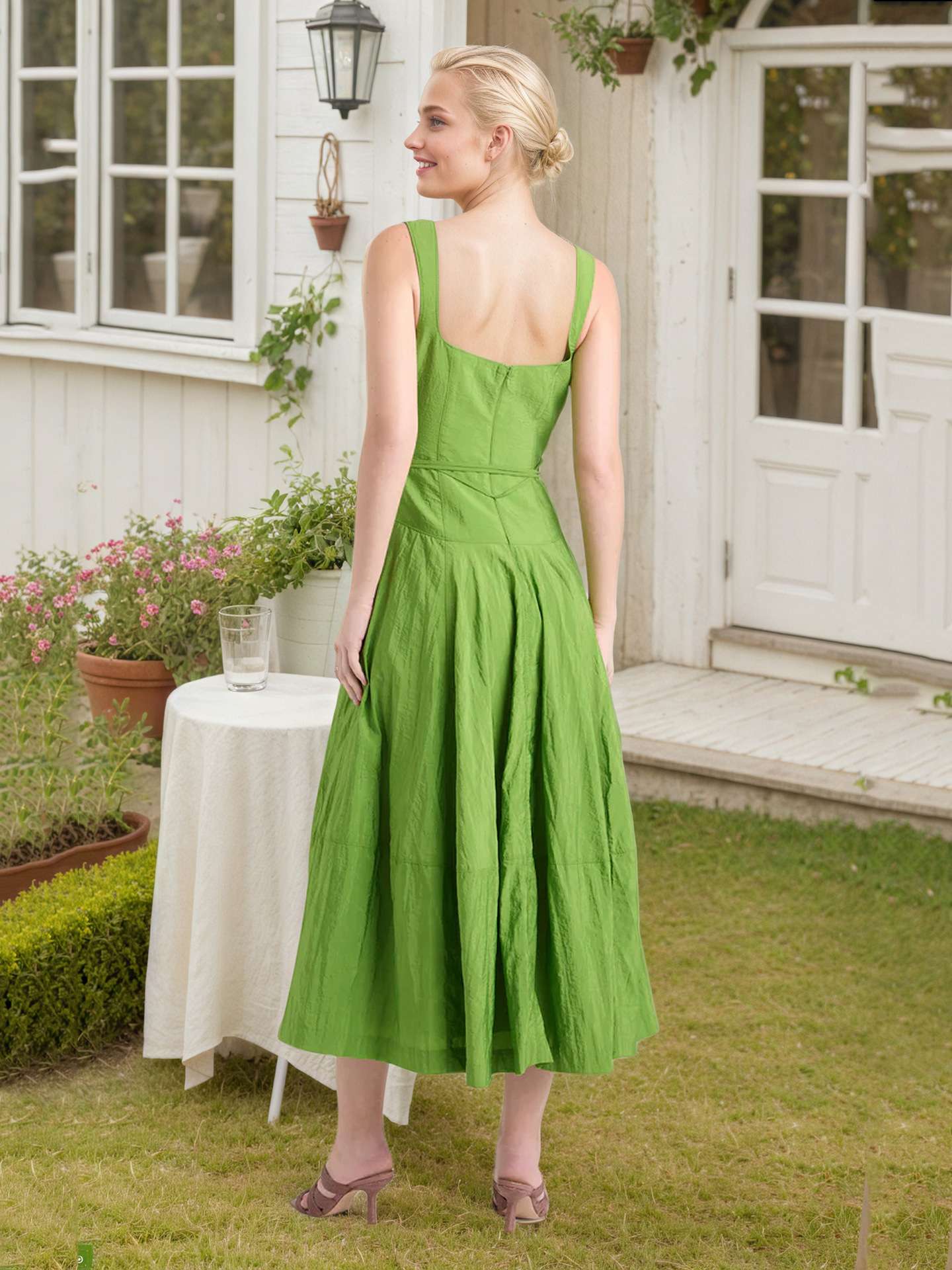 Sleeveless Maxi Dress with Waist Tie image 4
