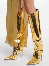 Metal Boots with Pointed Toe knee-high boots image 4