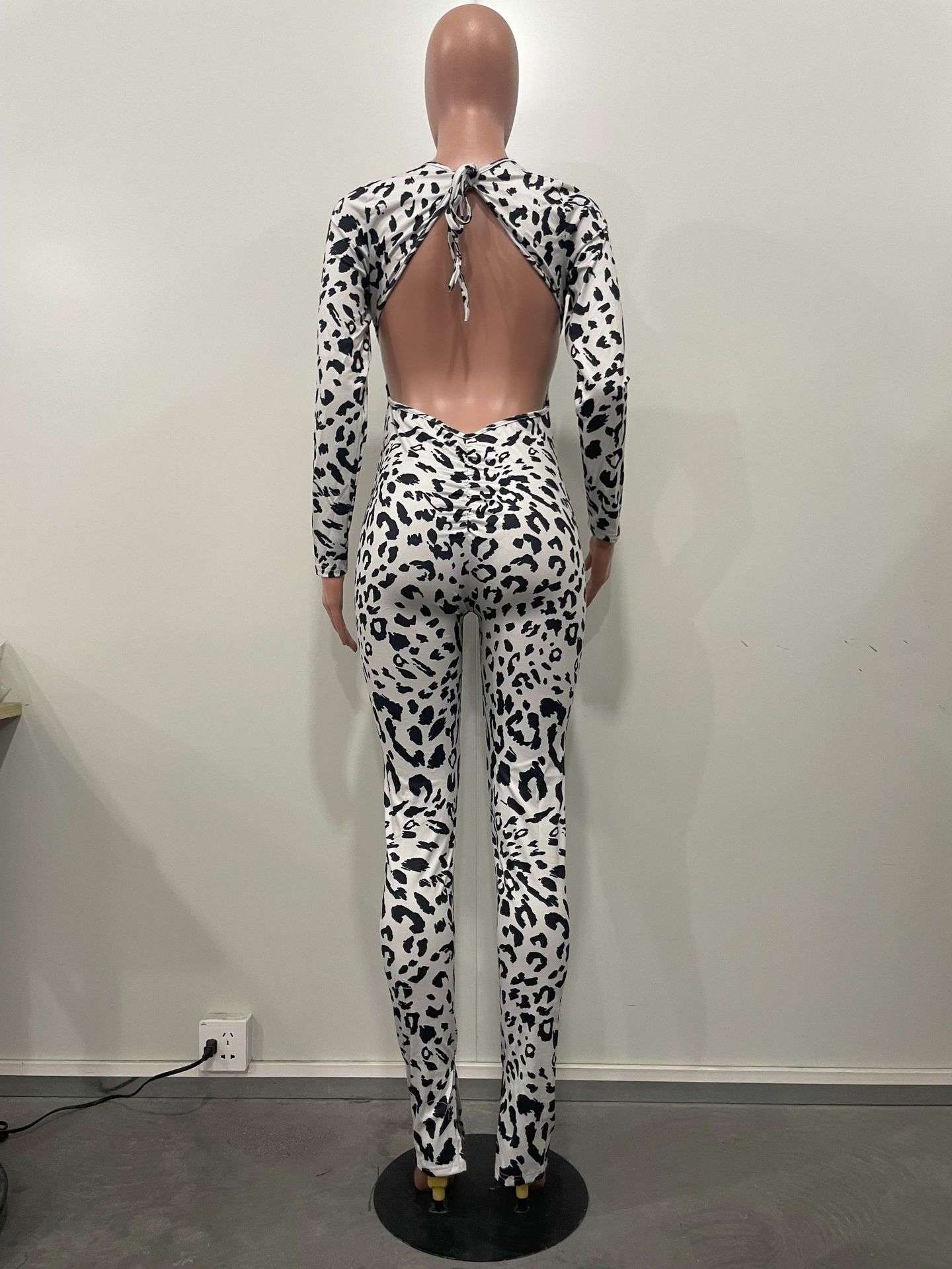 Lace-up Leopard Print Jumpsuits image 4