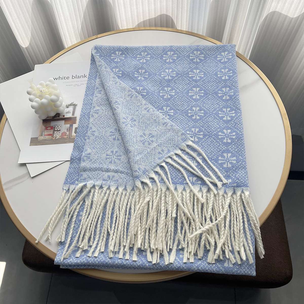 Winter Shawl Oversized Scarf Blanket Wrap - Free Size, Crystal Blue image