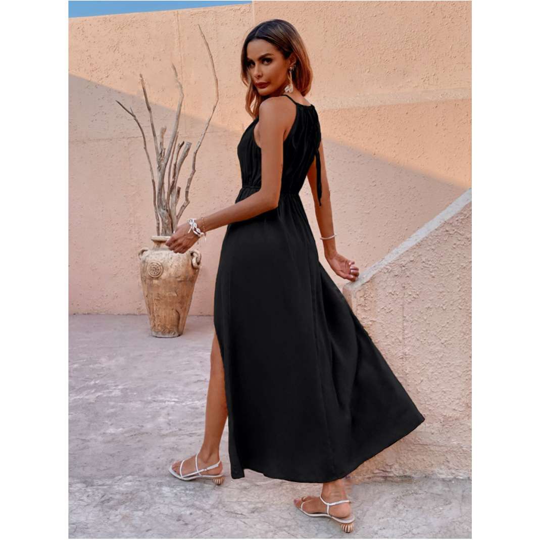 Maxi Dress with Side Slit & Spaghetti Straps image 2