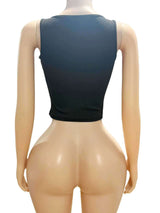 Lace-Up Graphic Print Crop Top image 4