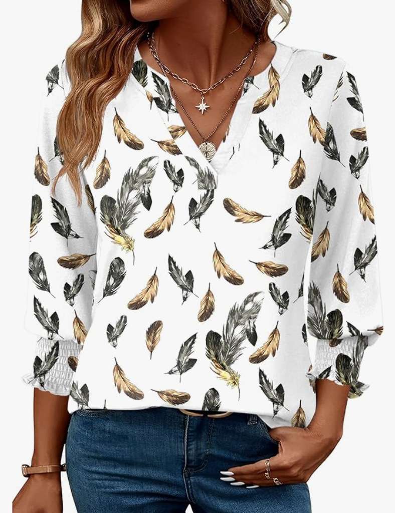 V-Neck Blouse with Smocked Cuffs image 4