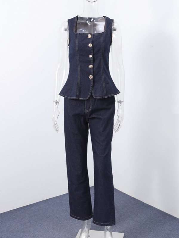 Corset Top & High-Waisted Flare Pants Set image 2