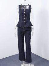 Corset Top & High-Waisted Flare Pants Set image 2