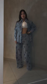 Beaded Floral Straight-Leg Jeans